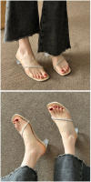 Alpargatas, cuña, tira transparente, tacones altos, desgaste de las mujeres, nueva moda, cabeza redonda, tacón grueso, Internet, celebridad, zapatillas de cristal, sandalias de las mujeres - details 15