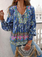 Blusa camisa floral rosa para mujer, top suelto de manga larga, ropa de calle, traje de oficina, ropa de mujer para otoño y primavera - details 15