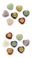 Piedras de Chakra en forma de corazón, cristal curativo Reiki con símbolos de Chakra grabados, meditación, equilibrio, piedra de Palma caída, juego de 7 - details 1