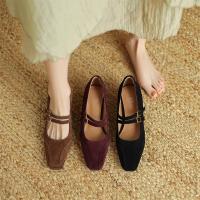 Retro cordero flip interior que aumenta los zapatos individuales, nueva hebilla cruzada de cabeza cuadrada con tamaño de tacón de cuña zapatos de mujer. - details 2