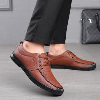 Los mocasines de cuero de vaca con cordones informales de negocios para hombre son cómodos y livianos - details 9