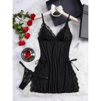 Conjunto de camisón y braguita de diseño encantador con tirantes finos y cuello en V, ropa sexy para mujer - details 7