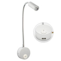 Luz de lectura de montaje en pared con puerto de carga USB, interruptor de mesita de noche LED, lámpara de pared con cuello de cisne Flexible, negro, plateado, blanco, 4000K, 3W - details 1