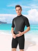 Ropa de baño de manga corta para hombre, cómodo traje de baño elástico para nadar en verano, buceo, piscina, playa - details 0
