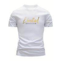 3 camisetas 100% algodón para hombre: letras doradas de edición limitada, camisetas informales de manga corta con cuello redondo para salidas de verano, tela ligera y transpirable - details 1