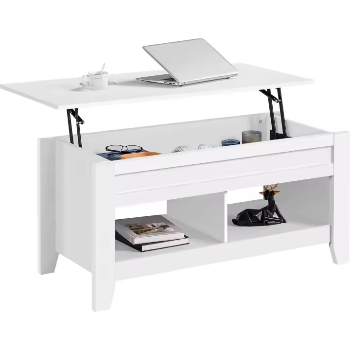 Mesa de Café de Madera MDF para Salón Estilo Elegante para Comedor Tamaño 104.5 x 49.5 x 49-61.5 cm - 1