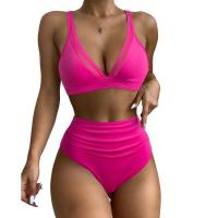 Bikini de Cintura Alta para Mujer 2024 Traje de Baño de Rayas con Cuello en V - details 35