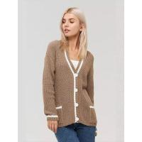 Suéter de punto holgado con cuello en V para mujer, moda primavera otoño - details 2