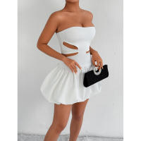 Gran oferta de primavera, nuevo vestido corto calado para mujer, Sexy, a la moda, sin hombros, sin mangas, ajustado, Top de tubo - details 4
