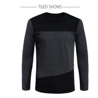 Camiseta de Estilo Vintage para Hombres CASUMANL Cuello Redondo Largo Camiseta Negro y Gris - details 4