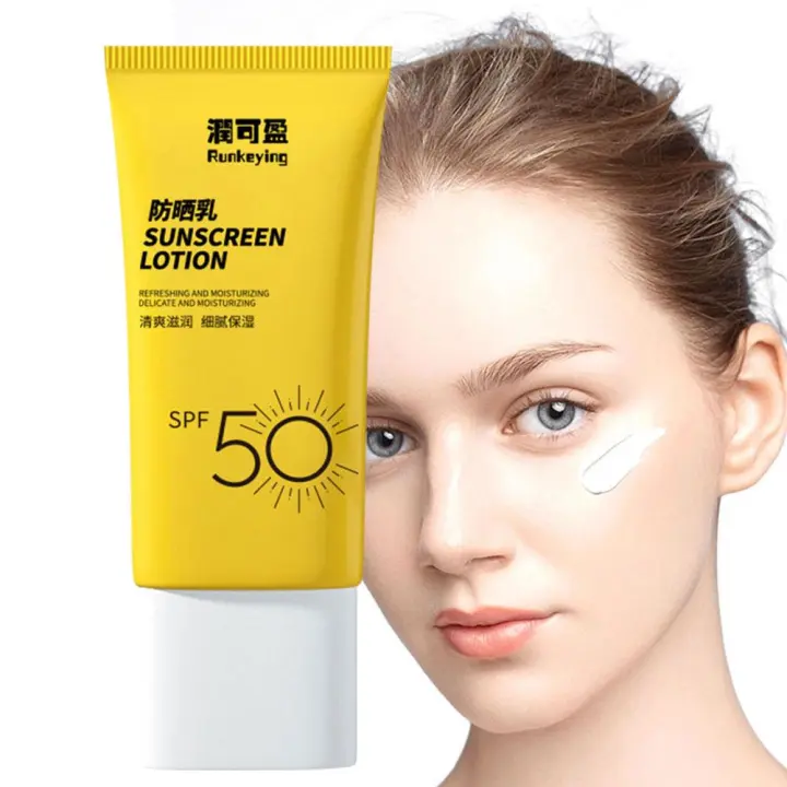 Loción de protección solar SPF50, crema bloqueadora solar de larga duración, blanqueamiento, protector solar hidratante portátil, a prueba de sudor, Fac C4C6 - 1