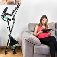 Bicicleta de Ejercicio Plegable Estática con Volante de Inercia Sistema Silence Fit, Sin y Con Respaldo, Manillar y Sillín Regulable, Pulsómetro, Pantalla LCD, Soporte para Dispositivos, Ruedas - details 17