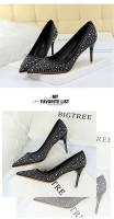 9219-A22K Zapatos planos de banquete sexis con diamantes de agua puntiagudos para boda a la moda, tacones altos de aguja de verano - details 13