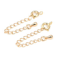 Cadenas de latón de Color dorado de 18K con extremo de gota, cadenas extensibles con cierres redondos de resorte, suministros de joyería Diy de alta calidad para mujer - details 33
