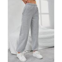 Otoño Invierno nuevo en gris más pantalones de chándal casuales de terciopelo moda pantalones sueltos de cintura alta para mujeres - details 2