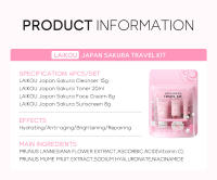 Conjunto de Cuidado de la Piel de Sakura LAIKOU Limpiador Facial, Crema Facial, Sérum, Toner, Hidratante para Iluminar y Reafirmar la Piel - details 1