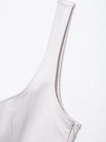TRAFZA 2025 verano mujer cuello cuadrado cinturón decorar sin mangas cremallera Sling vestidos mujeres High Street plisado Mini vestido - details 8