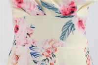 Women floral print casual half sleeve elegant vintage party dress - details 7