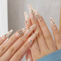 Uñas postizas desnudas con decoración de mariposas, nunca se parten, cómodas, salón de uñas para mujeres y niñas - details 5