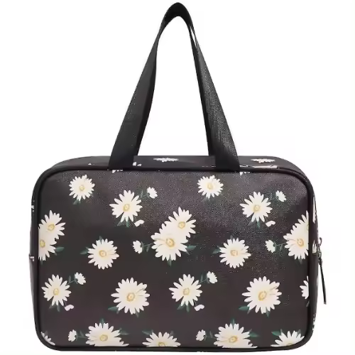 Neceser Grande de Cuero Bolsa de Cosméticos Impermeable Organizador de Artículos de Tocador Portátil para Mujeres y Niños Bolsa de Maquillaje de Viaje - 1