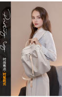 Bolso para mujer Mochila estética Diseño de moda Bolsos para niña Tela plisada Cordón Lindo Mochila fina Mochila escolar súper ligera plegable - details 3