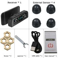 Sistema de monitoreo inalámbrico TPMS Universal, reloj de energía Solar, pantalla LCD, 4 sensores externos de presión de neumáticos - details 4