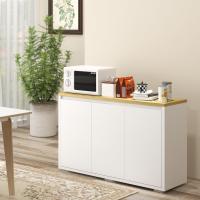 Taburete de Almacenamiento de Armario de Sala con 3 Puertas Estante Ajustable para Cocina Blanco - details 1
