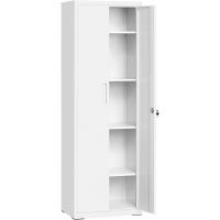 Armario de Garaje de 5 Estantes con 2 Puertas, Armario de Oficina, 40 x 80 x 180 cm, 1 Cerradura, Estantes Ajustables, Gabinete de Metal, Gris Mate OMC015G01 - details 17