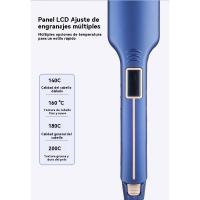 Azul clip de pelo liso ancho casa rizador de alisar el poder portapapeles esponjoso ajuste de temperatura de varias velocidades - details 3