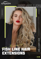 Extensión de cabello Halo, línea de pescado ombré, extensión de cabello humano, línea elástica de cristal resaltada con Clip en peluca, cabello 100% Remy - details 14