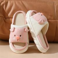 Plegable oreja en polvo cerdo algodón dibujos animados interior y exterior hogar engrosado zapatillas de lino. - details 2