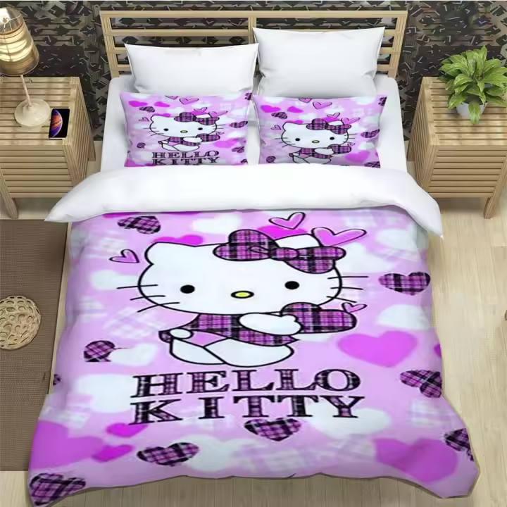 Juego de Ropa de Cama de Dibujos Animados 3D Impresos Digitales Funda de Edredón con Fundas de Almohada para Tamaño Twin, Full, King Microfibra - 1