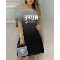 Vestido Estampado Sexy A La Moda Para Mujer, Vestido Acampanado De Manga Corta Con Hombros Descubiertos, Minivestidos Con Hombros Descubiertos Para Mujer - details 8