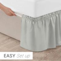 Falda de cama elástica con volantes, cubierta suave y cómoda, resistente a la decoloración, Protector de cama sin superficie - details 5