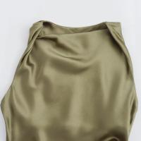 Vestido largo plisado sin mangas para mujer, prenda de seda con textura satinada, cuello redondo, elegante y a la moda - details 32