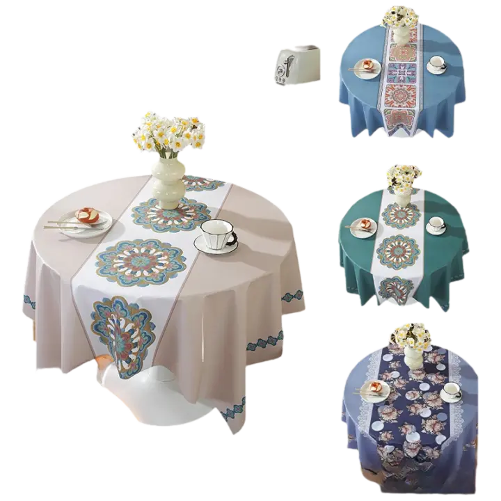 Mantel Festivo de Navidad-Año Nuevo Diseño Redondo Ovalado Ideal para Taza de Leche, Picnic en el Patio, Cena de Navidad - 1