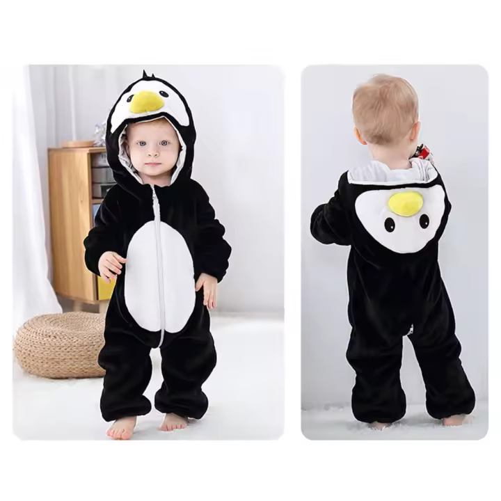 MICHLEY-disfraces de animales para bebé, pelele de franela con capucha, mono de cosplay, ropa de otoño e invierno, regalos de cosplay - 1