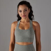 Nessaj-Sujetador deportivo sin costuras, top a prueba de golpes, cómodo Chaleco de gimnasio, color sólido, para entrenamiento, correr - details 10