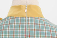 Vestido largo Retro de Navidad, cuello de pie, lazo de corbata, a cuadros, grande - details 6