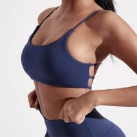 Ropa interior de Color sólido con espalda cruzada para mujer, Sujetador deportivo para Fitness, Top para Yoga, entrenamiento integral, almohadilla para el pecho, correa de espagueti, belleza - details 4