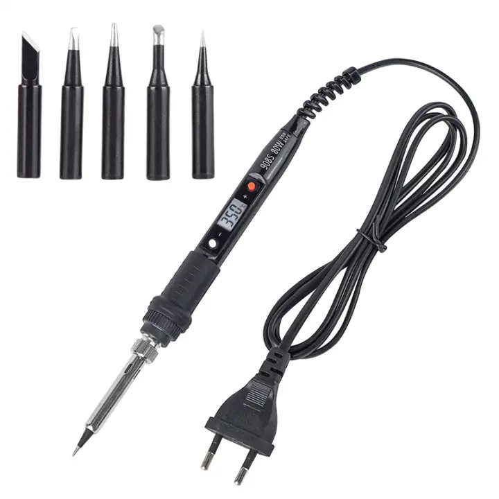 Herramientas de Soldadura JCD Ajustables de Temperatura LCD Kit de Soldadora de Hierro 220V 80W Punta de Soldadura y Bomba de Desoldadura Calentador para Hogar y Mejoras DIY - 1