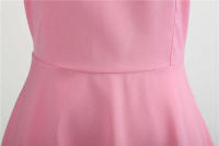 Women summer vintage with belt short sleeve v neck elegant retro swing party dresses - details 7