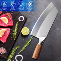 MDHAND Cuchillo de carnicero ，8 pulgadas, Cuchillo de una sola pieza totalmente metálico, Cuchillo de cocina de acero inoxidable, Cuchillo chino con mango de madera - details 0