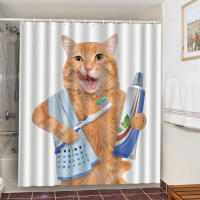 Cortinas De Ducha divertidas para baño, decoración con ganchos, impermeables, 3D tela De poliéster, lindo gato, dinosaurio - details 16