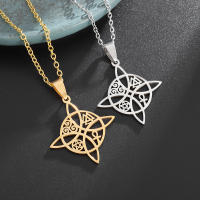 Collar Encanto Bruja Nudo Pendiente Acero Inoxidable Amuleto Joyería Afortunada Para Mujeres Triskelion Ankh Pentagon Valknut - details 0
