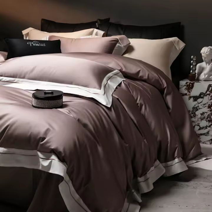 Nuevo Juego de ropa de cama de lujo ligera de algodón puro de Color sólido antibacteriano 2025 5A con algodón egipcio para cama de 1,2 m - 1