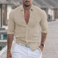 Polo de Moda Casual para Hombres Algodón Lineno Cuello de Polo Largo Solido Estilo Playero - details 4
