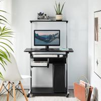 Mesa Escritorio con Ruedas Escritorio con Estanteria 80x50x132cm Mesa de Ordenador con Bandeja de Teclado para Espacio Límite Negro - details 3