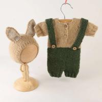 Ropa de mohair elástica de punto Retro bebé Bailey, conjunto de gorro y pañal, accesorios de fotografía para recién nacidos - details 8