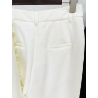 Blazer de mujer de un solo botón con perlas, blazer de oficina delgado, traje de pantalón acampanado, conjunto de talla grande, - details 10